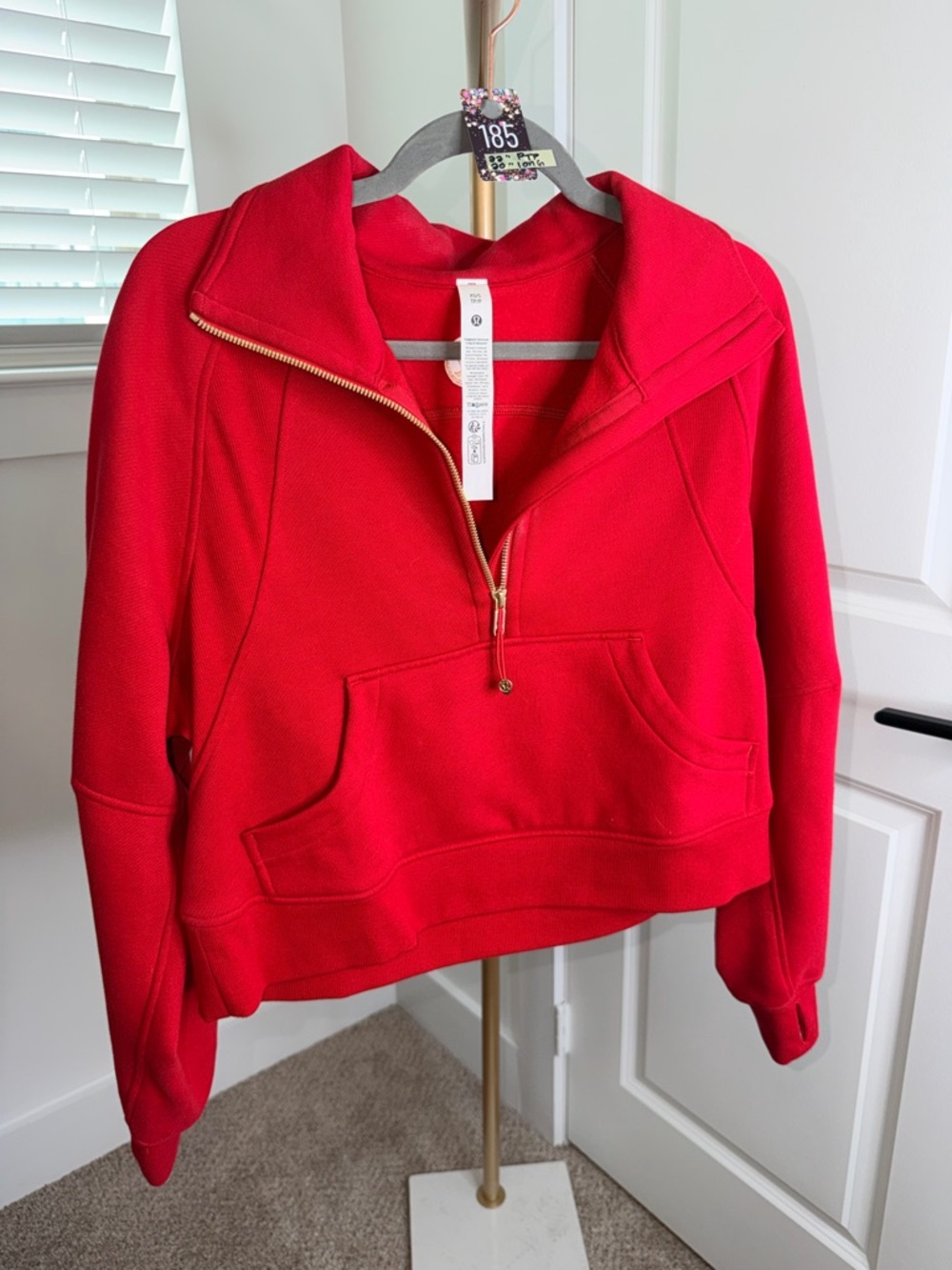 185. Lululemon Lunar New Year Scuba Oversized Funnel-Neck Half Zip Dark Red
